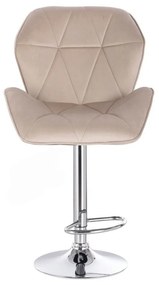 LuxuryForm DESIGN Barová stolička MILANO MAX VELUR na striebornom tanieri - latte