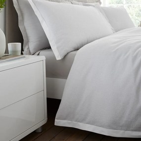 Svetlosivé obliečky na jednolôžko z bavlneného perkálu 135x200 cm Seersucker Woven Stripe – Bianca