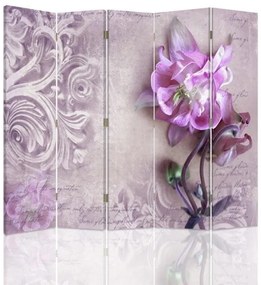 Ozdobný paraván Růžová orchidej - 180x170 cm, päťdielny, klasický paraván