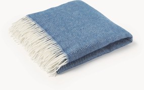 Vlnený pléd so vzorom rybej kosti a strapcami Tyrol