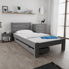 Posteľ Amelia 90 x 200 cm, sivá Rošt: S latkovým roštom, Matrac: Matrac Somnia 17 cm