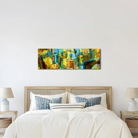 Obraz - Architektúra, kubistická abstrakcia (s hodinami) (90x30 cm)