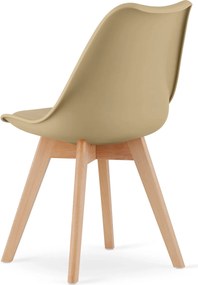 AKCIA Béžová stolička BALI MARK s bukovými nohami II. akosť