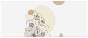 Obraz - Béžové kvety s motýľom N⁰4 (120x50 cm)