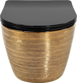 Závesná WC misa Rea Carlo Mini Tornado Black Brush Gold