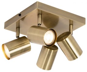 Moderné stropné svietidlo bronzové 4-žiarovkové nastaviteľné obdĺžnikové - Jeana