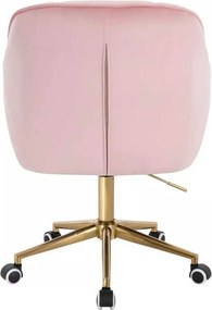 LuxuryForm DESIGN Stolička AVOLA VELUR na zlatej podstave s kolieskami - svetlo ružová