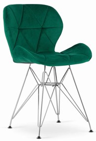 Stolička NEST - zelený zamat / strieborné nohy