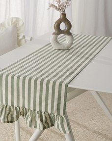 Bežec s volánom 40x160 cm farba produktu zelená látka vzorované