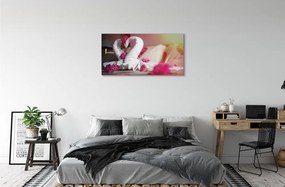 Obraz canvas Uteráky labute kvety 140x70 cm