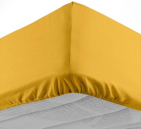 Žltá napínacia bavlnená plachta 180x200 cm Lina – douceur d'intérieur
