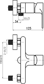 Novaservis Nobless Trend - Sprchová batéria bez príslušenstva 150 mm, chróm, 41061/1,0