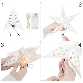 Tutumi Tutumi, LED podsvietená papierová hviezda 60cm SY-001, biela, CHR-05001