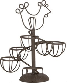 Hnedý kovový stojan na vajíčka so sliepočkou - Ø 17*23 cm