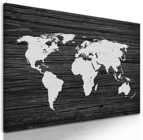 Obraz čiernobiela mapa sveta v modernom prevedení
