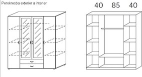 Šatníková skriňa Twin, dub sonoma