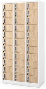 Skrinka na úschovu s 33 priehradkami, biela/dub Sonoma, 900x1850x450 mm: OLIVER Eco Design