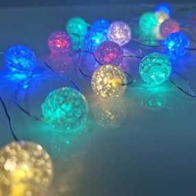 ACA Lighting LED dekoračná girlanda - RGB guličky, RGB farba, 200 cm, IP20, 2xAA