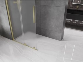 Mexen Velar, sprchová zástena s posuvnými dverami Walk-in 100 x 200 cm, 8mm sklo námraza, zlatá matná, 871-100-000-33-55