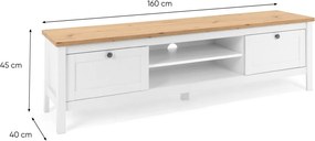 TV skrinka Bergen, biela/dub artisan