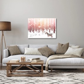 Obraz - Zebra v zasneženom lese (70x50 cm)