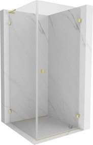 Mexen Lunar-B L, 1-krídlový sprchový kút, pravý, 100 x 100 cm, 8mm číre sklo, zlatý matný profil, 832L-100-100-55-00-P