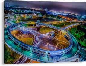 Obraz - panoráma nočného mesta (70x50 cm)