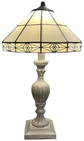 Stolná lampa Tiffany štýl WOOD ANTIQUE CREAM Ø32*56 1*E27