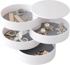 VERK GROUP 4 - poschodový okrúhly organizér na šperky, šperkovnica, biela