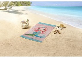 Modrá/ružová detská zamatová plážová osuška 75x150 cm Alisse – Good Morning