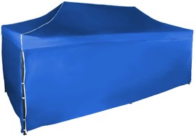 Rýchlorozkladací nožnicový stan 3x6m – oceľový, Modrá, 4 bočné plachty