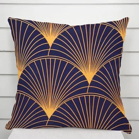 Biante Bavlnená obliečka na vankúš Sandra SA-504 Oranžové vejáre na tmavo modrom 40 x 60 cm