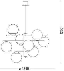 Ideal Lux - Luster na tyči GOURMET 9xE14/28W/230V pr. 131,5 cm zlatá