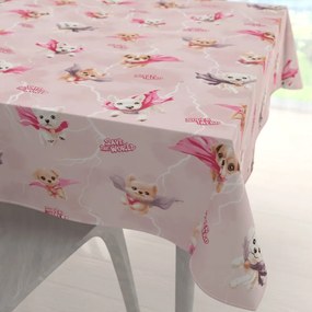 Biante Detský bavlnený štvorcový obrus Sandra SA-650 Psí superhrdinovia na staroružovom 110x110 cm