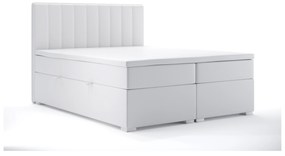 Manželská posteľ Boxspring 140 cm Ranaly (biela ekokoža) (s úložným priestorom). Akcia -20%. Vlastná spoľahlivá doprava až k Vám domov. 1044307