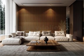 Samolepiace panely na stenu PE1, cena za kus, rozmer 66,5 cm x 66,5 cm, lamely hnedé, IMPOL TRADE