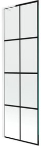 Mexen Next L, 1-krídlová vaňová zástena 60 x 150 cm, 6mm číre sklo-čierny vzor, biely profil, 895-060-000-03-77-20