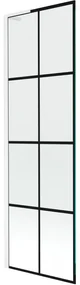 Mexen Next L, 1-krídlová vaňová zástena 60 x 150 cm, 6mm číre sklo-čierny vzor, biely profil, 895-060-000-03-77-20