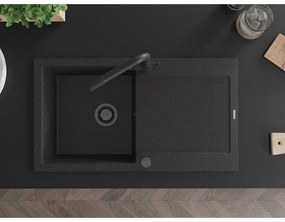 Mexen Leo, drez granitový 900x500x190 mm, 1-komorový a čierna batéria Duero, čierna-zlatá metalíza, 6501-75-671600-70-B