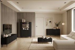 Vitrína Vesper 103 cm - čierna / čierne nožičky