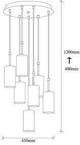 Závesné svietidlo pre 7 žiaroviek v zlatej farbe Opviq lights Kem Tube