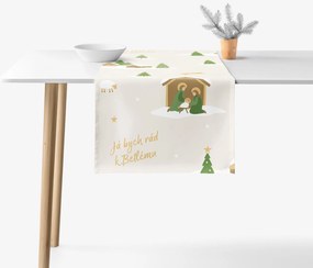 Goldea vianočný behúň na stôl 100% bavlnené plátno - pásli ovce valaši 20x120 cm