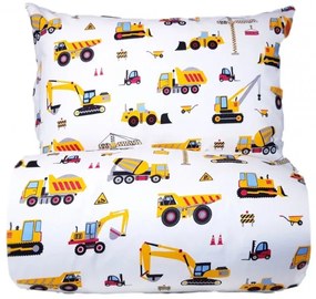 Detské obliečky Nákladné vozidlá 140x200 + 70x90 cm – 100 % bavlna, zips, strojový motív