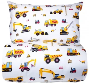 Detské obliečky Nákladné vozidlá 140x200 + 70x90 cm – 100 % bavlna, zips, strojový motív