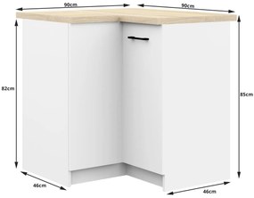 Kuchynská rohová skrinka Olivie S 90 cm biela