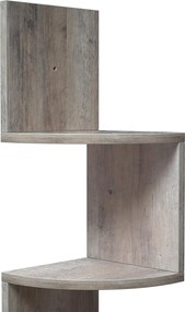 Rohová nástenná polica, 5-úrovňová, zik-zak prevedenie, greige