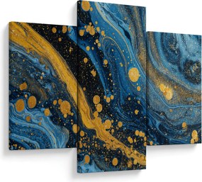 Obraz - Modrá abstrakcia so zlatom (90x60 cm)