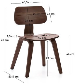 Tmavohnedá jedálenská stolička v dekore orecha Gena – Kave Home