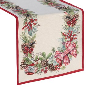 EUROFIRANY VIANOČNÝ GOBELÍNOVÝ BEHÚŇ NA STÔL GARLAND 45X140 CM VZOROVANÝ