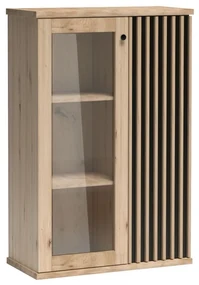 Vitrína Sigeren SG03, Osvetlenie: bez osvetlenia, Farby:: dub artisan / dub artisan + čierna